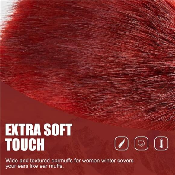 Faux Fur Headband for Women Red - Picture 2 of 6